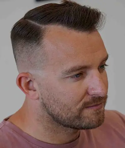 Very Short Pompadour Taper with a Hard Part