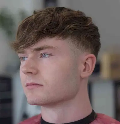 Low Fade with Textured Bangs for Men