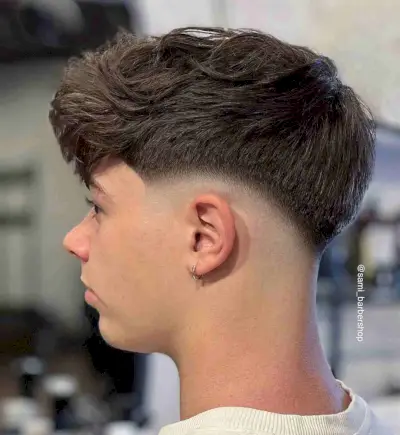 Classic Low Fade with Bangs for Men