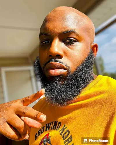 Bald Cut with a Long Beard for Black Guys