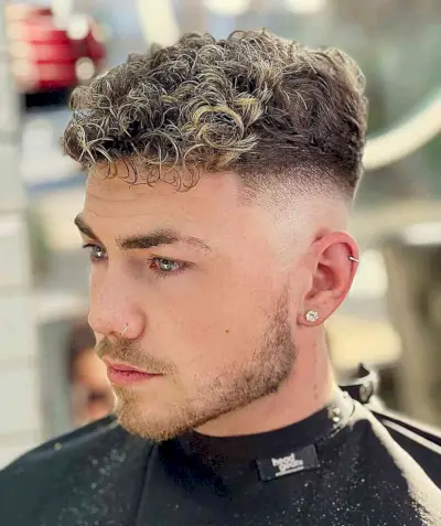 Curly Hair Undercut Fade for Men