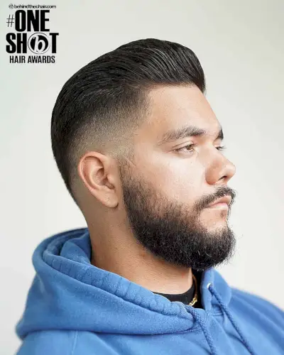 Dramatic contour pompadour for men