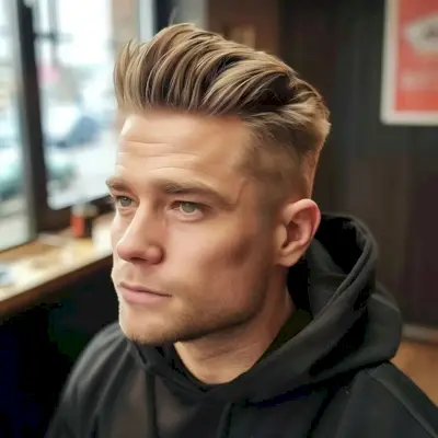 Sylish Pompadour with a taper fade