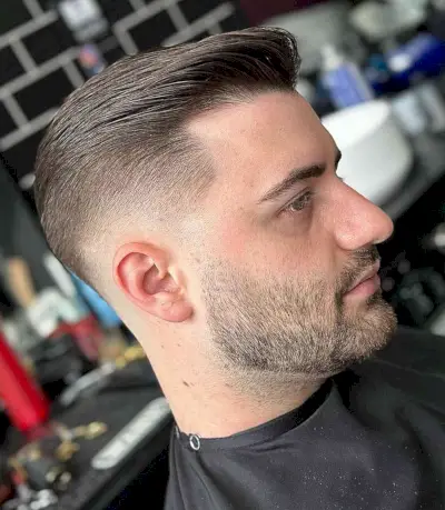Slick Back Style and Drop Taper Skin Fade on Men