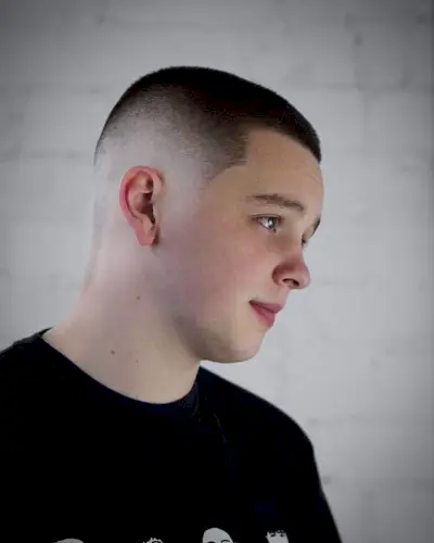 Extra Short Buzz Cut with a Bald Fade for Men