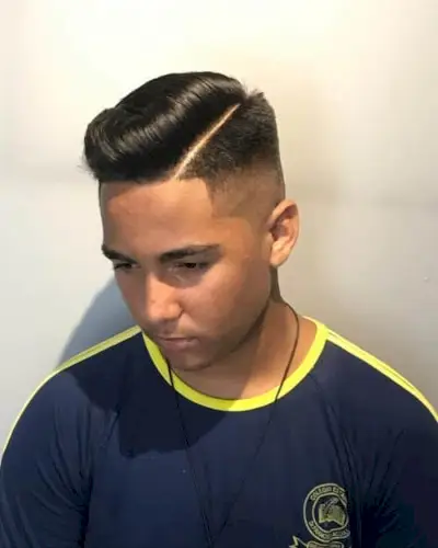 Hard Part with Comb Over and Bald Fade