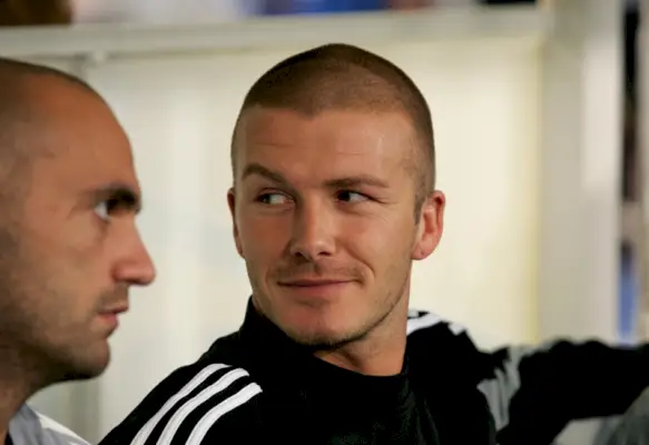 David Beckham Buzz Cut 2004 Real Madrid vóór de wedstrijd van Espanyol