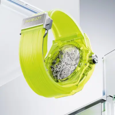 Big Bang Tourbillon 오토매틱 옐로우 네온 Saxem 손목밴드