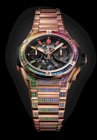 휘블로 빅뱅 통합형 킹 골드 레인보우 시계