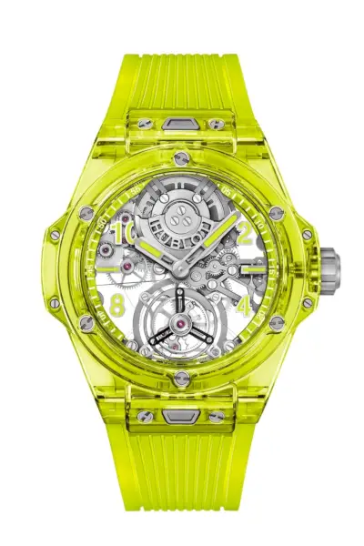 Big Bang Tourbillon 오토매틱 Yellow Neon Saxem 시계