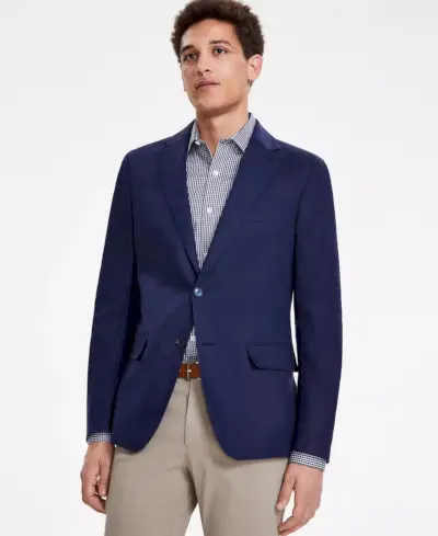 Marineblauwe blazer Tommy Hilfiger Ivy League-stijl heren