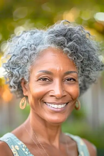 60歳以上の黒人女性にシルバーのコイル。