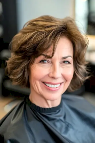 60 歳以上の女性のダイナミックな茶色の波。