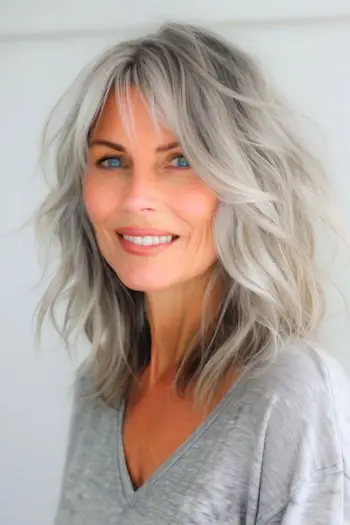 Šedý účes pro ženy nad 50 let.