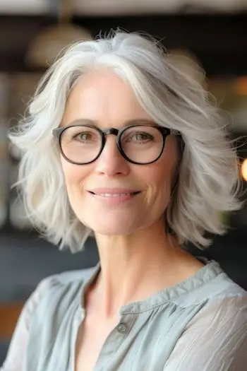 Měkké stříbrné vrstvené vlny pro ženy nad 50 let.