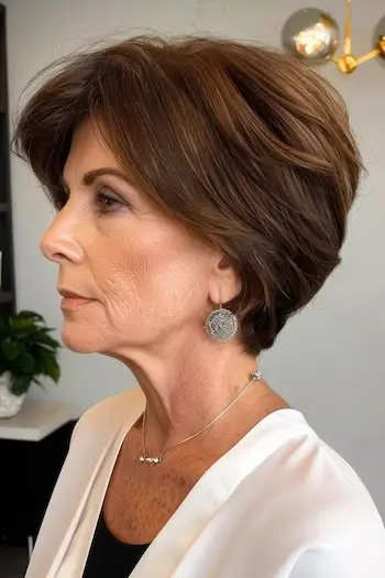 Penteado curto Choppy Pixie para mulheres com mais de 70 anos e cabelos finos.