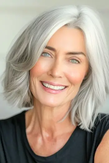Silver Bob-frisure til kvinder over 60 år.