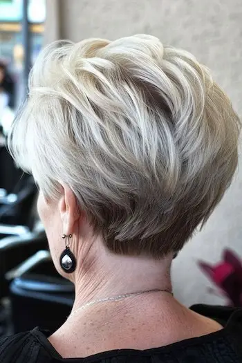 Layered Long Pixie Cut frisure til kvinder over 60.