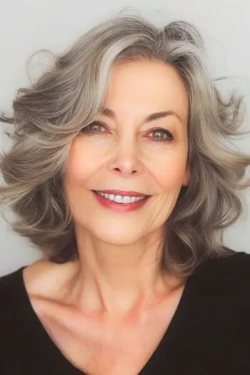 Layered Silver Lob frisure til kvinder over 60.