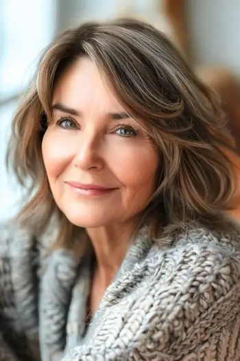 Tekstureret fremhævet Bob-frisure til kvinder over 60.