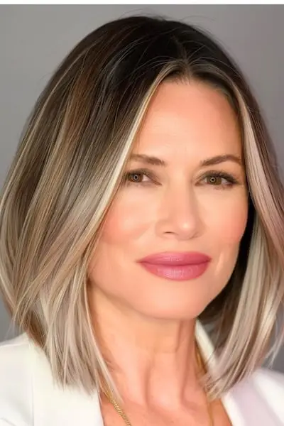 Bob with Face-Framing은 두꺼운 머리를 가진 50세 이상 여성을 위한 헤어스타일을 강조합니다.