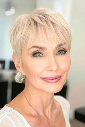 Pixie cepillado hacia adelante para adelgazar el cabello.