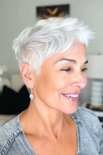 Duendecillo blanco plateado para mujeres mayores con cabello fino.