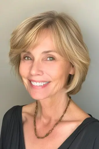 Peinado de capas de plumas cortas para cabello fino de los años 50.