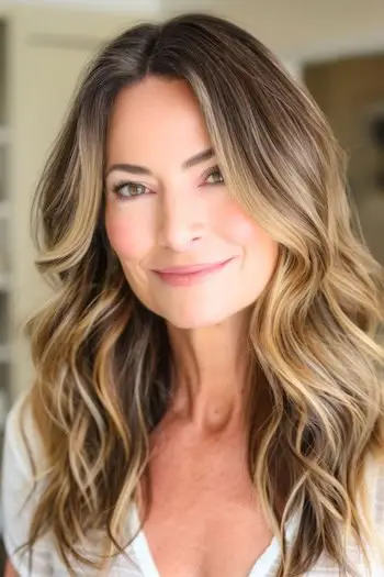 50세 이상 여성을 위한 하이라이트 웨이브 헤어스타일.