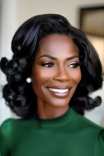 50세 이상 여성을 위한 빈티지 핑거 웨이브 헤어스타일.