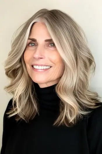 Textúrovaný účes so strednou dĺžkou na krásnej usmievavej staršej žene.