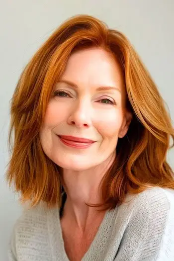 Stredne dlhý účes s medeným lalokom.