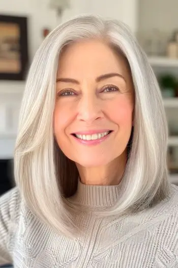 Dlhý Bob so stredne dlhým účesom na boku.