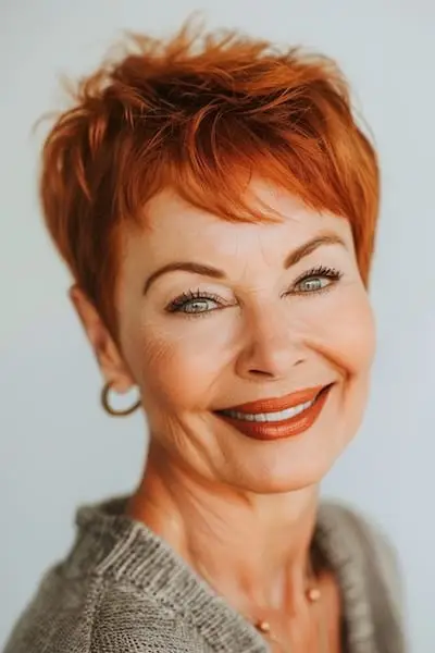 Živý strih Pixie pre ženy nad 60 rokov.