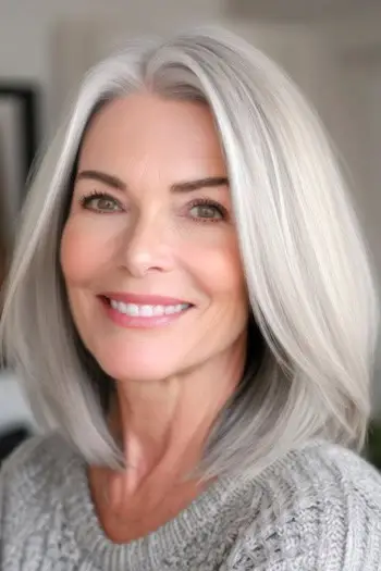 Silver Lob mellemlang frisure på kvinde i 60'erne.