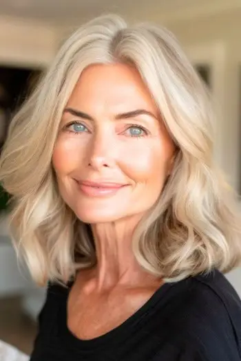 Blonde Waves mellemlang frisure på kvinde i 60'erne.