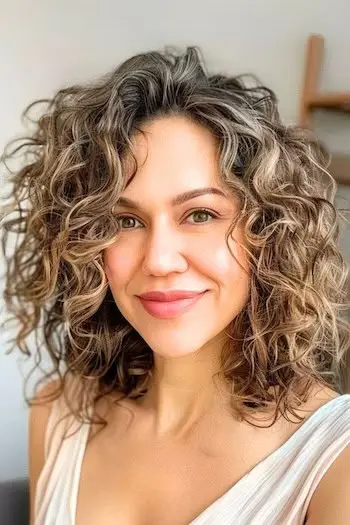 자연스러운 어깨 길이 컬 워시 앤 웨어 이발.