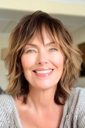 피스시 프린지 워시로 섀기 컷을 하고 헤어컷을 착용하세요.