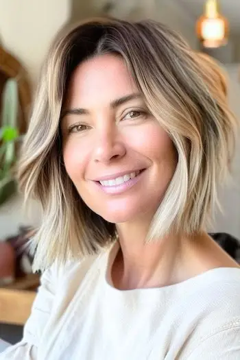 레이어드 밥 워시 앤 웨어 헤어컷.