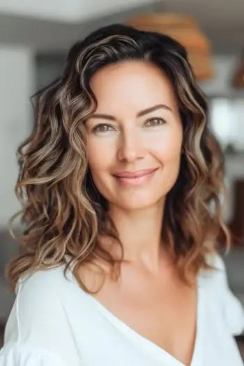 50세 이상의 여성을 위한 젖은 모양의 웨이브 워시 및 착용 이발.