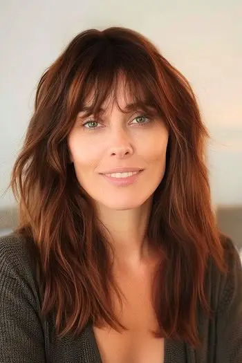 앞머리 헤어스타일을 사용한 섀기 레이어.