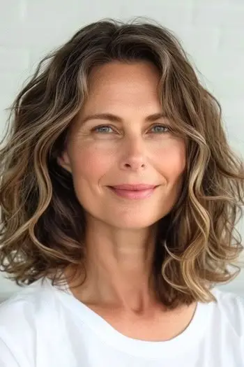 50세 이상 여성을 위한 공기 건조 웨이브 워시 앤 웨어 이발.