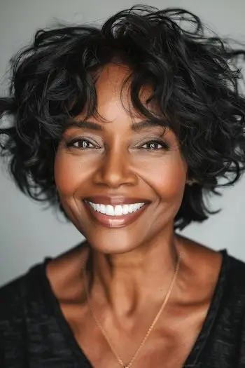 Rozcuchaný účes Shaggy Pixie Bob pro ženy nad 60 let.