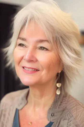 Jemný chlupatý účes pro ženy nad 60 let.