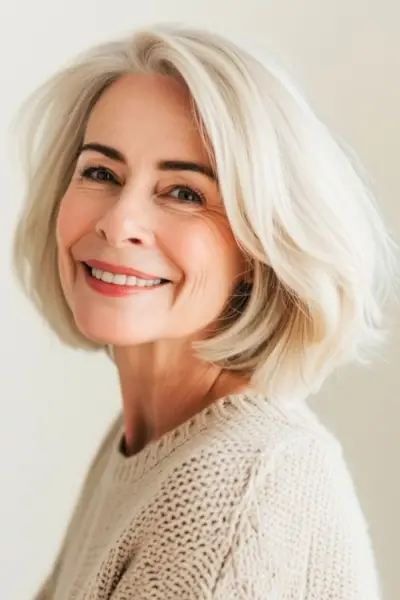 Bob în straturi spălați și purtați coafura pentru femeile de peste 60 de ani.