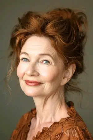 둥근 얼굴을 가진 50세 이상 여성을 위한 볼륨감 있는 업두 헤어스타일.