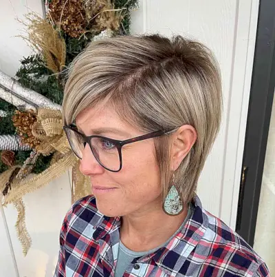 Sleek Side-Parted Bixie for 50-Year-Old Women