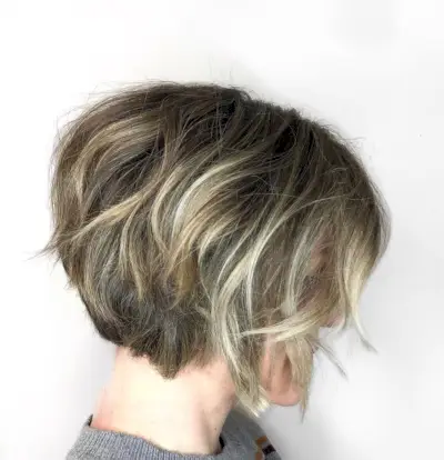 Flattering Short wavy inverted bob for ladies over fifty