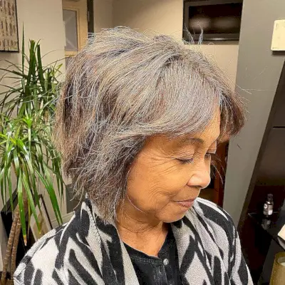 A-Line Bob with Curtain Bangs for Older ladies