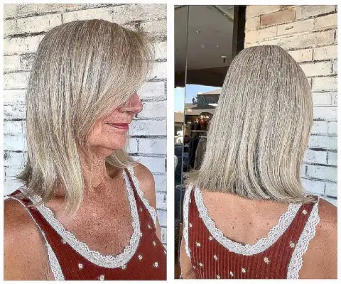 Blunt Long Bob for over women over 60 with fine hair